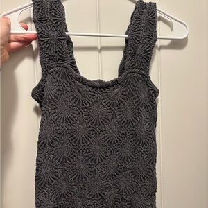 Free People Textured Black Tank Top